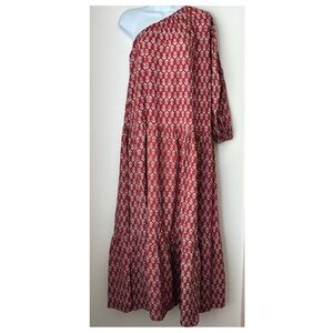 SoLe by Mare Sole Amore One Shoulder Tiered Maxi Dress Size Large Red Resortwear